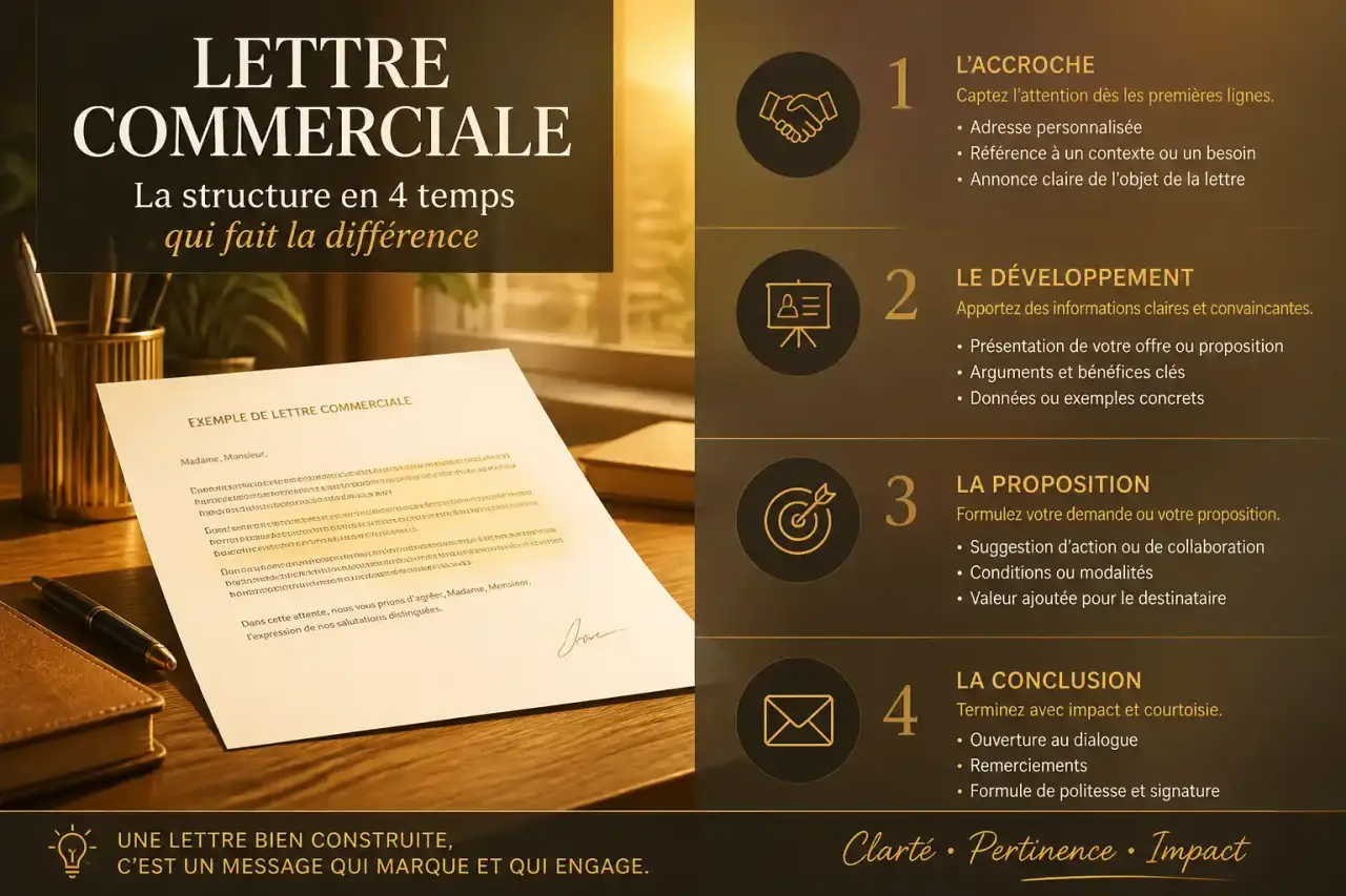 Lettre commerciale exemple : la structure en 4 temps qui fait la différence