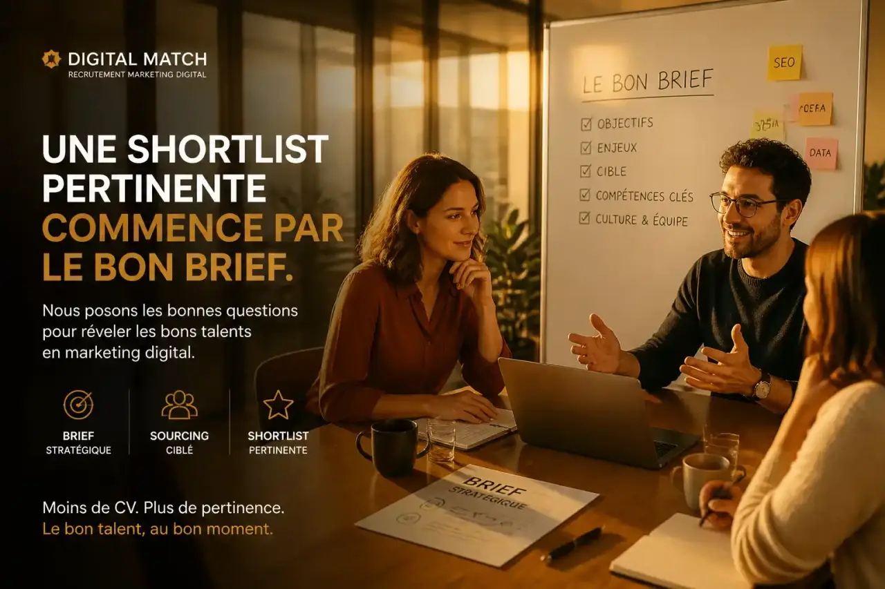 Cabinet de recrutement marketing digital : une shortlist pertinente commence par le bon brief