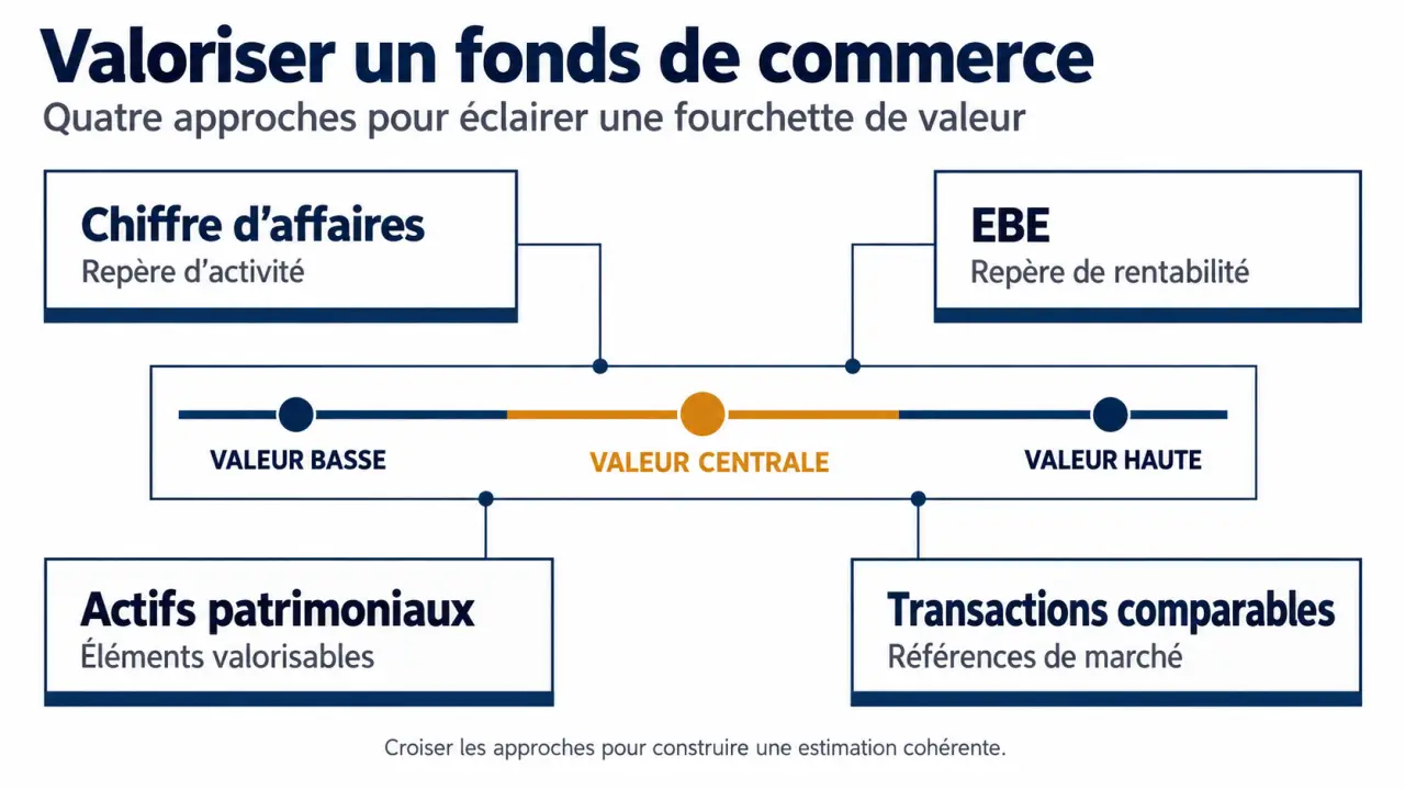 Simulateur évaluation fonds de commerce et méthodes de valorisation comparées